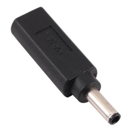 Compact USB-C Female to 4.5 x 3.0mm Male Adapter for Dell Laptops – black compact adapter showing 4.5x3.0mm male plug