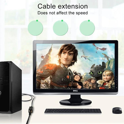 RJ45 Straight-Through Connector Pair for Cable Extension joining two Ethernet cables to extend reach between PC and monitor