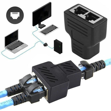 RJ45 Female to Female Network Cable Extension Adapter with 3 Ports connecting Ethernet cables to extend network reach