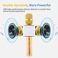 Bluetooth Wireless Handheld Karaoke Microphone with Dual Speakers and High Sound Quality