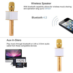 Bluetooth Wireless Handheld Karaoke Microphone with Dual Speakers and High Sound Quality