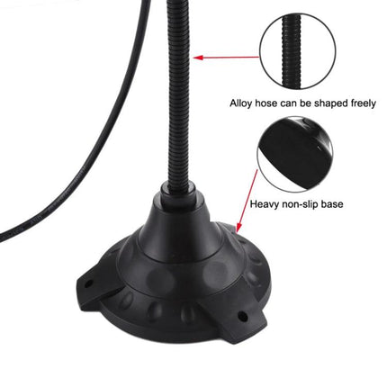 Webcam with Built-in Microphone for Desktop and Laptop Use - USB webcam on flexible alloy gooseneck with heavy non-slip base for stable video calls