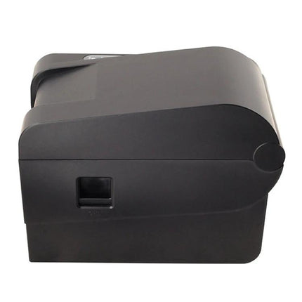 Xprinter Thermal Barcode Printer with USB Port black desktop label printer side view, USB-connected direct thermal for office and warehouse