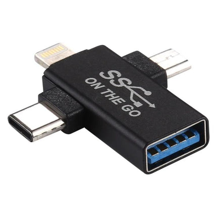 Versatile USB OTG Adapter for Daily Phone and Tablet Use - black USB 3.0 OTG multi-connector for flash drives, phones, tablets, plug and play