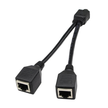 RJ45 Ethernet Splitter Adapter for Connecting Network Cables, 25cm Length - black dual RJ45 female splitter cable for extending Ethernet connections