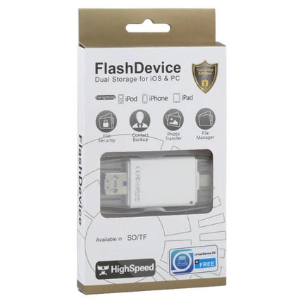 Versatile Card Reader for Daily Phone Storage Expansion - white flash device in retail packaging showing SD/TF support