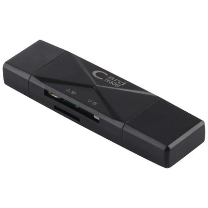 Versatile Card Reader for Everyday Data Transfer on the Go - slim black multiport SD/TF USB card reader for travel and laptop use