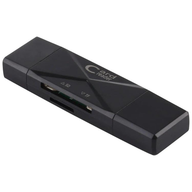Versatile Card Reader for Everyday Data Transfer on the Go - slim black multiport SD/TF USB card reader for travel and laptop use