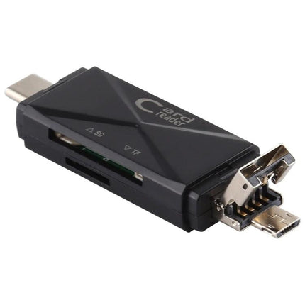 Versatile Card Reader for Everyday Data Transfer on the Go - compact multi-port SD/TF USB 2.0 Type-C/USB-A adapter for phones and laptops