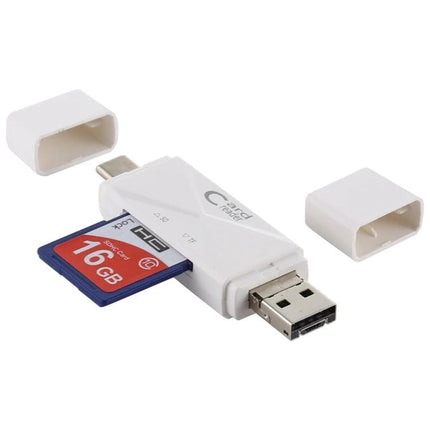 Versatile Card Reader for Everyday Data Transfer on the Go - white multiport USB/SD adapter with 16GB card