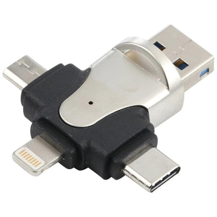 Essential card reader for everyday file transfers and backups - compact 3-in-1 USB, USB-C, Micro USB and Lightning TF card reader supporting up to 256GB