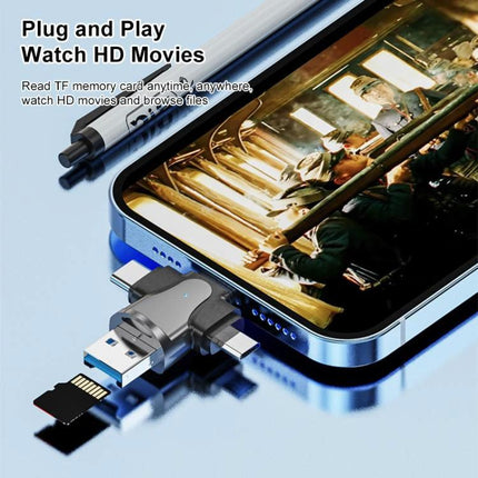 Essential card reader for everyday file transfers and backups – compact plug-and-play TF card reader connected to smartphone showing HD video
