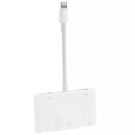 Adapter for Everyday Device Charging and Connectivity at Home - white 8‑pin plug-and-play adapter with charging and accessory ports