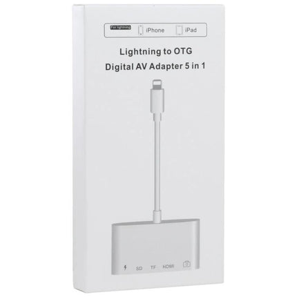 Compact Adapter for Daily Device Links and Media Sharing - 8 Pin Lightning to OTG HDMI SD TF card reader for iPhone iPad travel