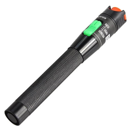 Visual Fault Locator Red Light Pen for Fiber Optic Testing - aluminum alloy durable pen with knurled grip and green power switch for tracing and detecting breaks