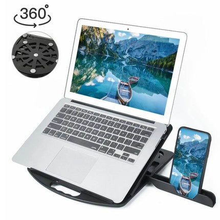 Laptop Cooling Stand with Adjustable Phone Holder for Daily Use - ergonomic elevated laptop stand with phone holder and cooling vents