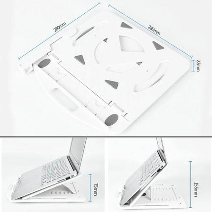 Laptop Cooling Stand with Adjustable Phone Holder for Daily Use - white foldable adjustable height laptop stand with ventilation cutouts