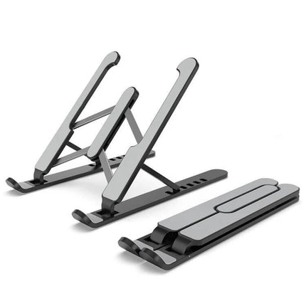 Foldable Adjustable Laptop Stand for Home and Office Use - lightweight ABS silicone portable stand, adjustable angles, foldable travel laptop riser