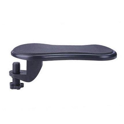 Ergonomic Arm Support Plate for Computer Desks with Rotation Feature - black clamp-on armrest pad easing wrist and forearm strain