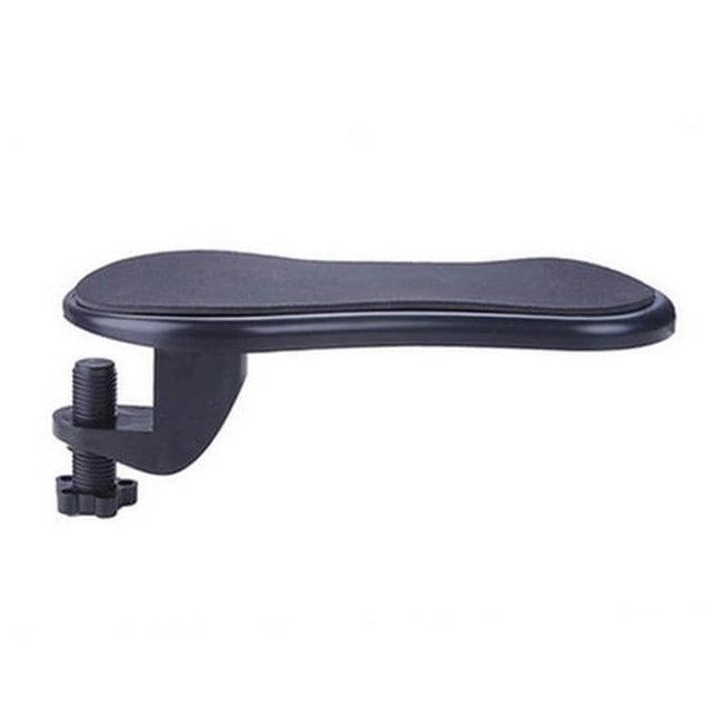 Ergonomic Arm Support Plate for Computer Desks with Rotation Feature - black clamp-on armrest pad easing wrist and forearm strain