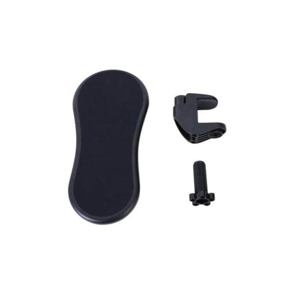 Ergonomic Arm Support Plate for Computer Desks with Rotation Feature — black padded arm support plate with clamp and screw for desk mounting
