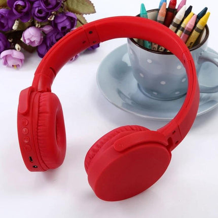Folding Bluetooth Headphones For Commuting And Home Use red wireless folding headphones with buttons and 3.5mm port