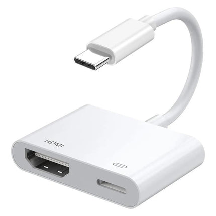 Connect your phone to TV for everyday video sharing sessions - white USB-C to HDMI adapter for streaming movies and slideshows