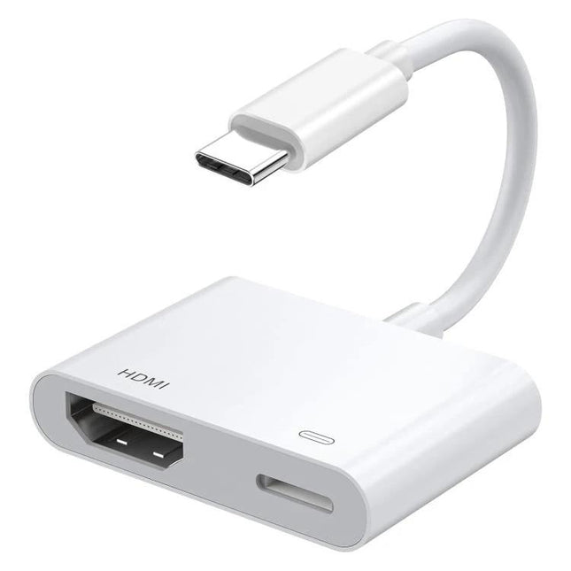 Connect your phone to TV for everyday video sharing sessions - white USB-C to HDMI adapter for streaming movies and slideshows