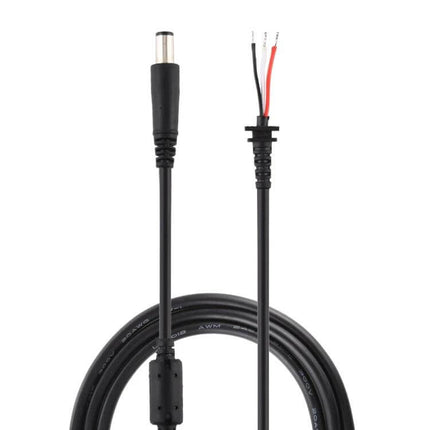 DC Male Power Cable for Dell Laptops, 7.4 x 5.0mm Connector - black replacement cable with exposed red/black wires and ferrite bead