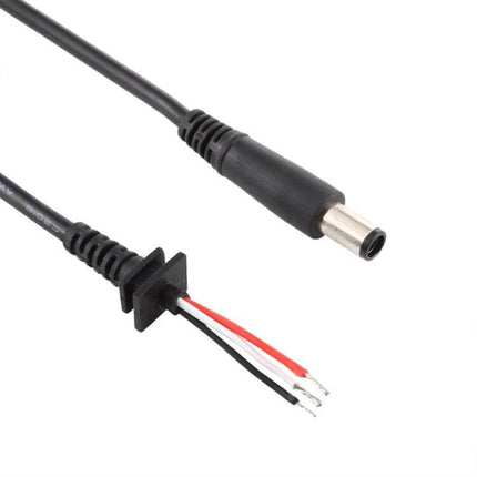 DC Male Power Cable for Dell Laptops, 7.4 x 5.0mm Connector - black cable with 7.4x5.0mm male DC plug and red/black bare wires for Dell power