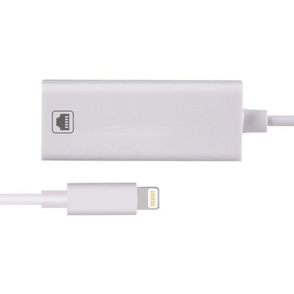 Compact Ethernet Adapter for iPhone Home Networking Use — white lightning-to-ethernet adapter for stable wired iPhone/iPad connections