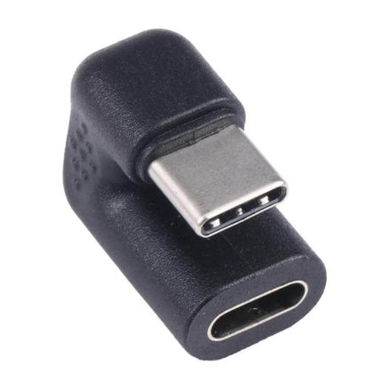 U-Shaped USB-C to Type-C Adapter for Mobile Charging and Data Transfer - black right-angle adapter for charging and data