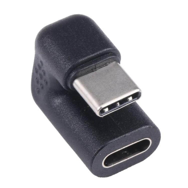 U-Shaped USB-C to Type-C Adapter for Mobile Charging and Data Transfer - black right-angle adapter for charging and data