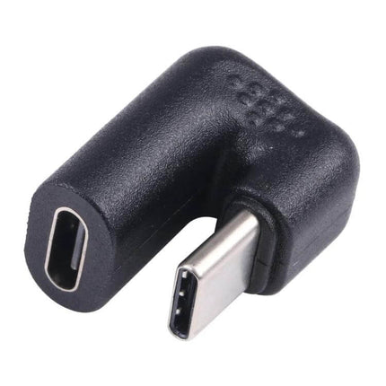 U-Shaped USB-C to Type-C Adapter for Mobile Charging and Data Transfer - black right-angle cable adapter for phones and tablets