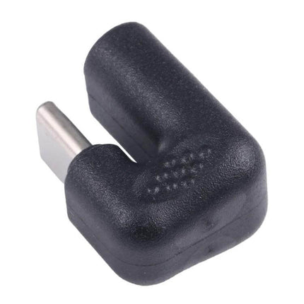 U-Shaped USB-C to Type-C Adapter for Mobile Charging and Data Transfer - compact black U-shaped adapter for tidy charging and data routing