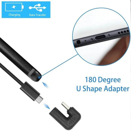 U-Shaped USB-C to Type-C Adapter for Mobile Charging and Data Transfer, 180° right-angle cable routing for Android phones and tablets