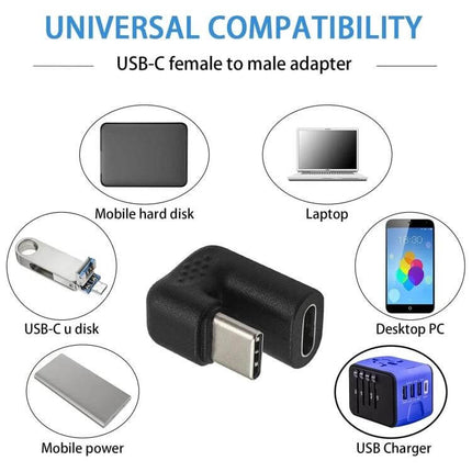 U-Shaped USB-C to Type-C Adapter for Mobile Charging and Data Transfer - compact U-shaped USB-C female to male adapter for phones, tablets, laptops