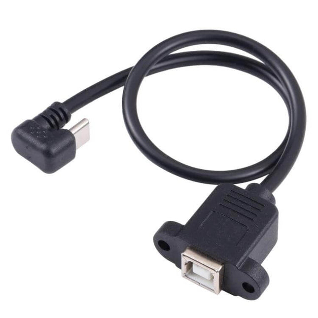 USB-C to B-Type Square Female Adapter Cable for Data Transfer and Charging black right-angle USB-C to B-Type square female panel mount cable for printer connections