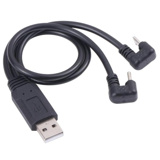 Versatile Cable for Everyday Device Charging and Data Transfer - USB to Micro USB and Type-C dual right-angle cable for hands-free charging and data sync