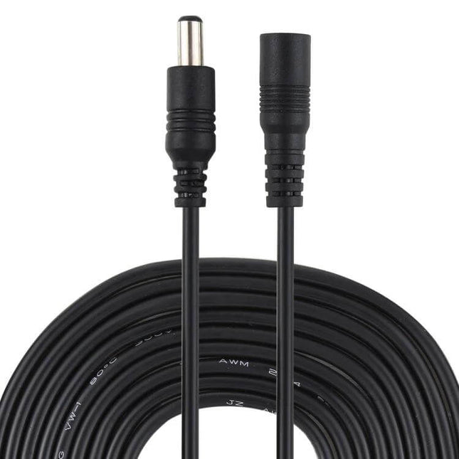 2 Meter DC Power Extension Cable for Laptops with 5.5mm x 2.1mm Connector - black TPE cable with male and female DC plugs
