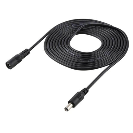 2 Meter DC Power Extension Cable for Laptops with 5.5mm x 2.1mm Connector – black TPE laptop DC extension cable coiled, male and female ends