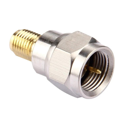 F Male to SMA Female Connector for Cable and Antenna Links - brass and nickel plated adapter for coaxial to SMA antenna