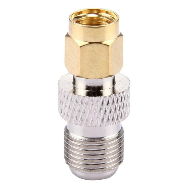 F Female to RP-SMA Male Connector for Antenna Cable Links, gold and silver adapter for WiFi antenna connections