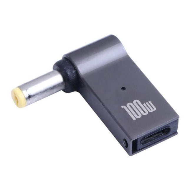 100W USB-C Female to DC Adapter for Acer Laptop Charging - compact black 100W USB-C to Acer DC barrel adapter for portable charging