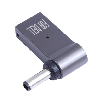 100W USB-C Female to DC Adapter for Laptop Charging - compact grey adapter with barrel DC tip for travel and vehicle laptop charging