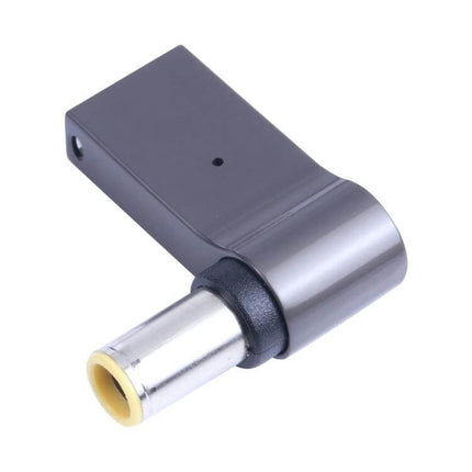 100W USB-C to DC Charging Adapter for Lenovo Laptops shown at an angle, compact black adapter with barrel DC tip for travel charging