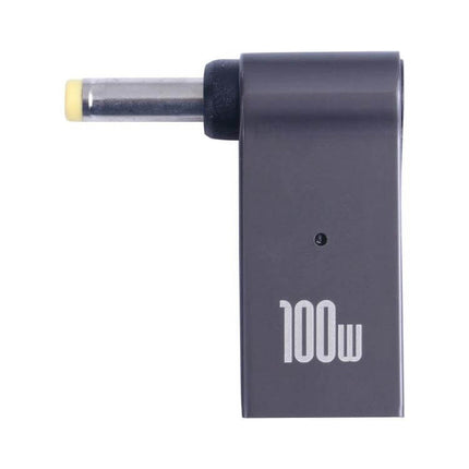 Compact USB-C to DC Adapter for Lenovo Laptop Charging, 100W compact gray L-shaped DC tip for travel and workspace charging