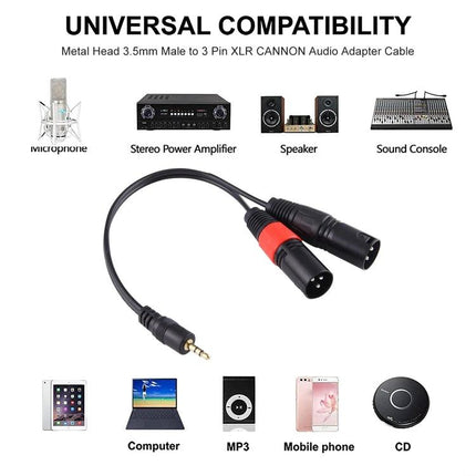 Adapter Cable for Linking Devices to Audio Mixers in Daily Use - 3.5mm to 3-pin XLR cable connecting laptop, smartphone to mixer for podcasts and home recordings