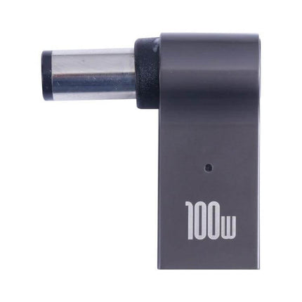 100W USB-C to DC Charging Adapter for Dell Devices compact L-shaped gray adapter with 100W marking