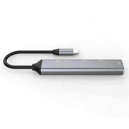 Compact USB-C Hub for Daily Device Connections on the Go - slim aluminum multiport adapter for laptop with USB, HDMI and card reader, pocketable